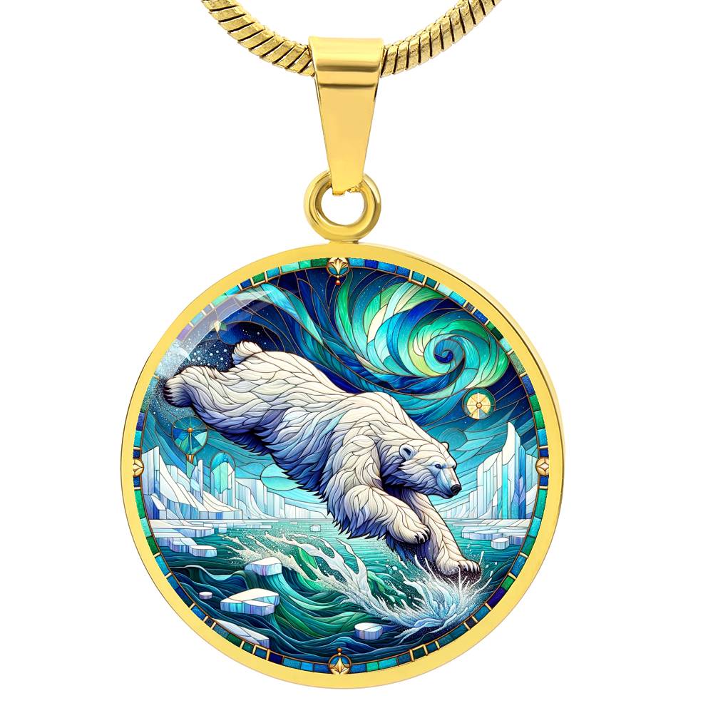 The Arctic Bear Circle Pendant Necklace