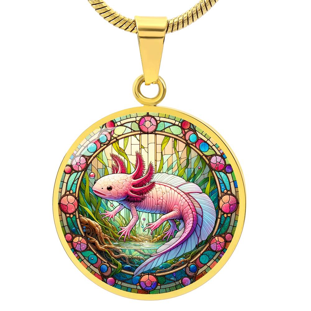 The Axolotl Circle Pendant Necklace