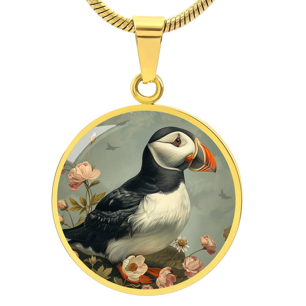 The Vintage Puffin Circle Pendant Necklace