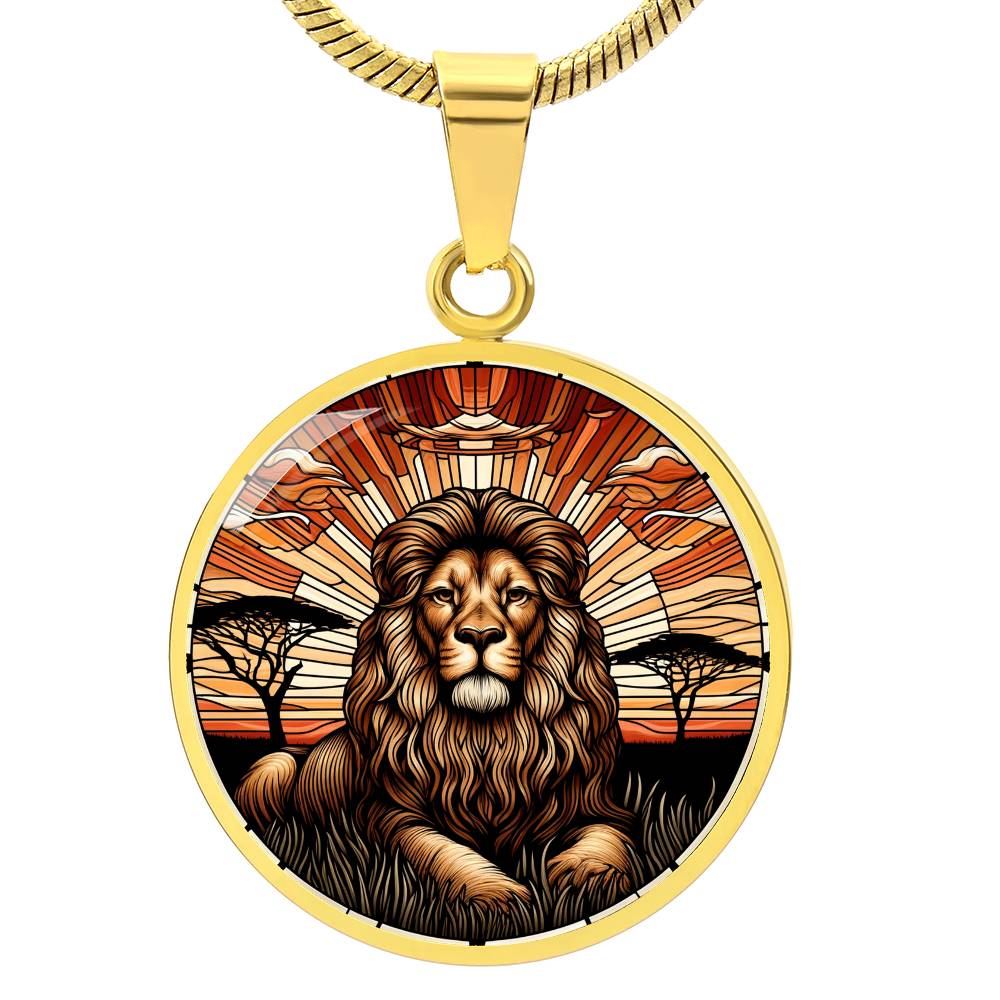 The Regal Lion Circle Pendant Necklace