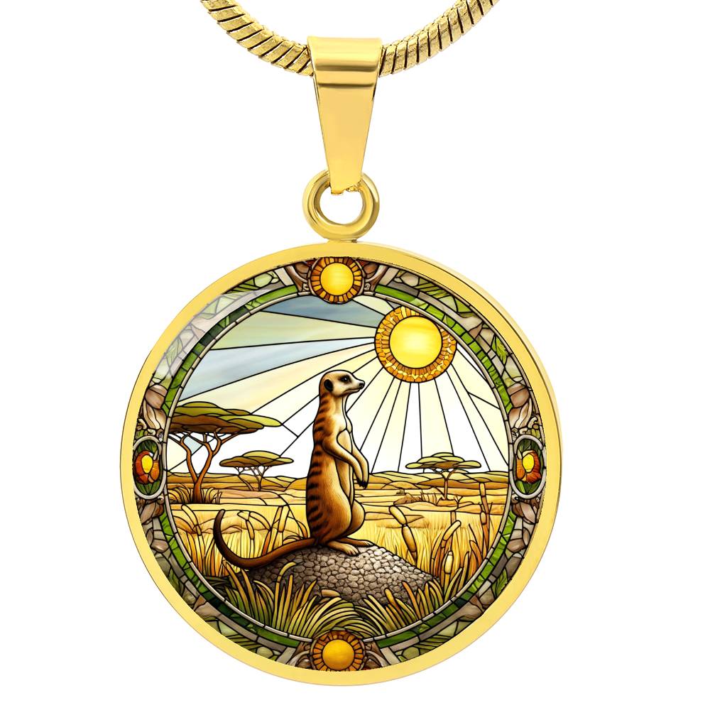 The Savannah Meerkat Circle Pendant Necklace