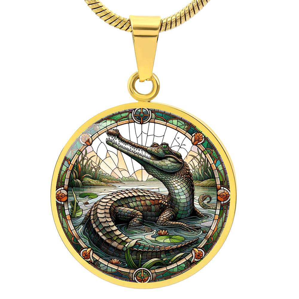 The Gharial Crocodile Circle Pendant Necklace