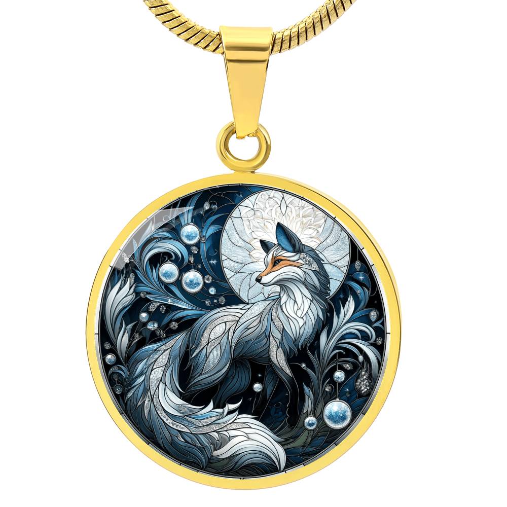 The Night Fox Circle Pendant Necklace