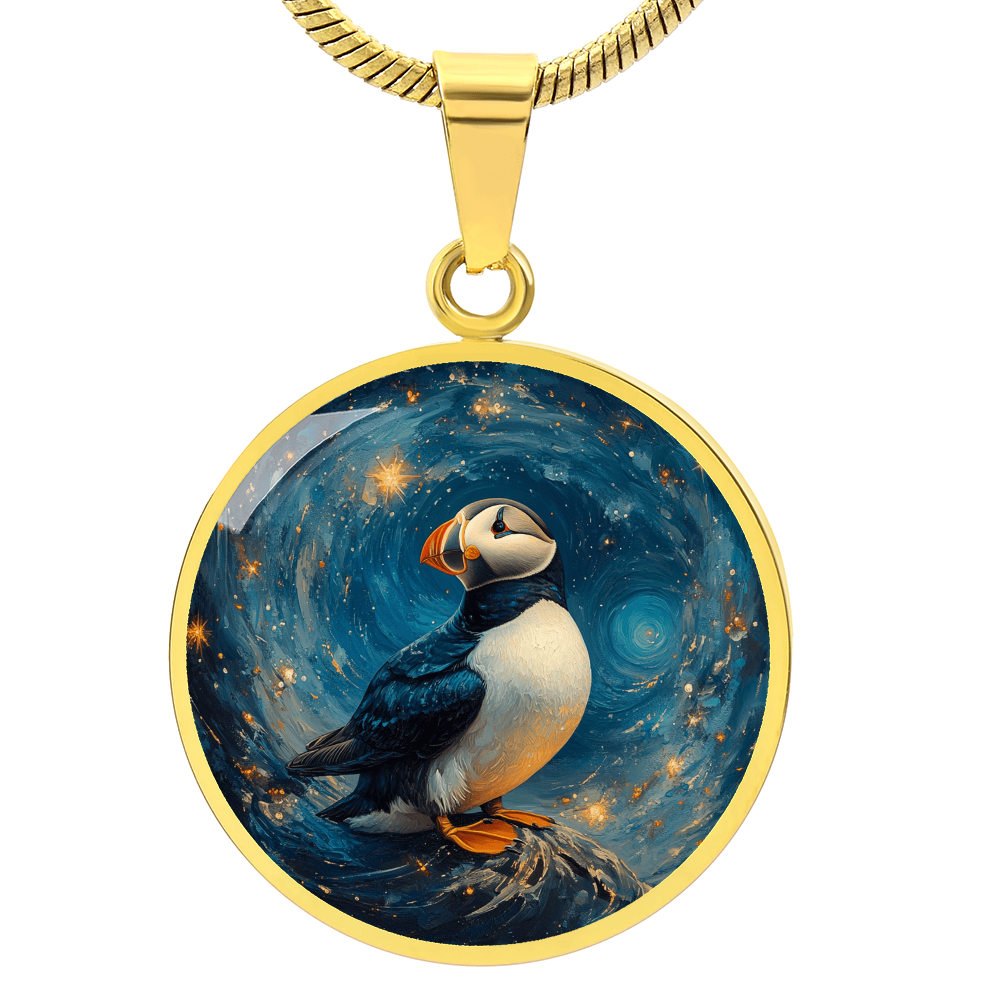 The Spirit Puffin Circle Pendant Necklace