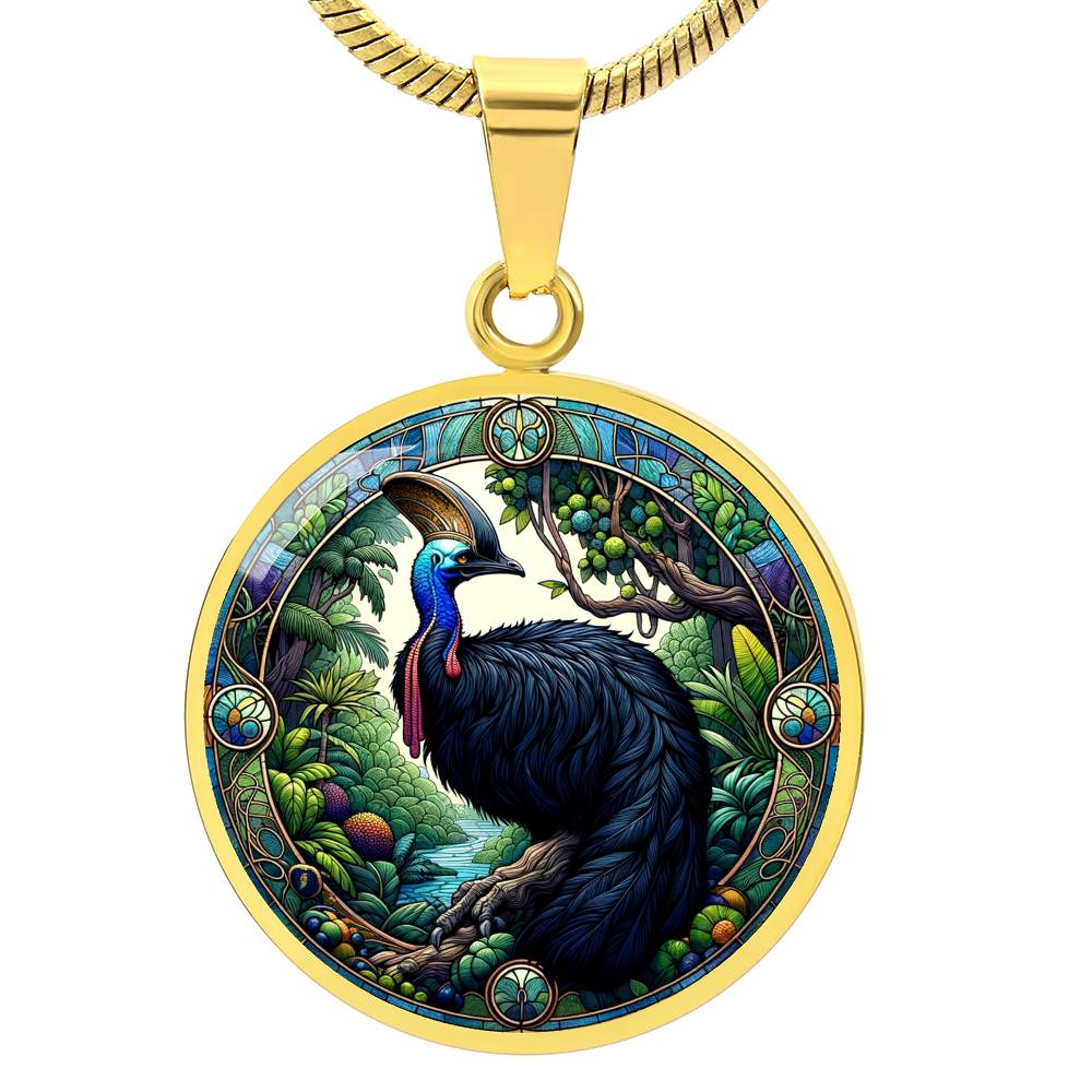 The Cassowary Bird Circle Pendant Necklace