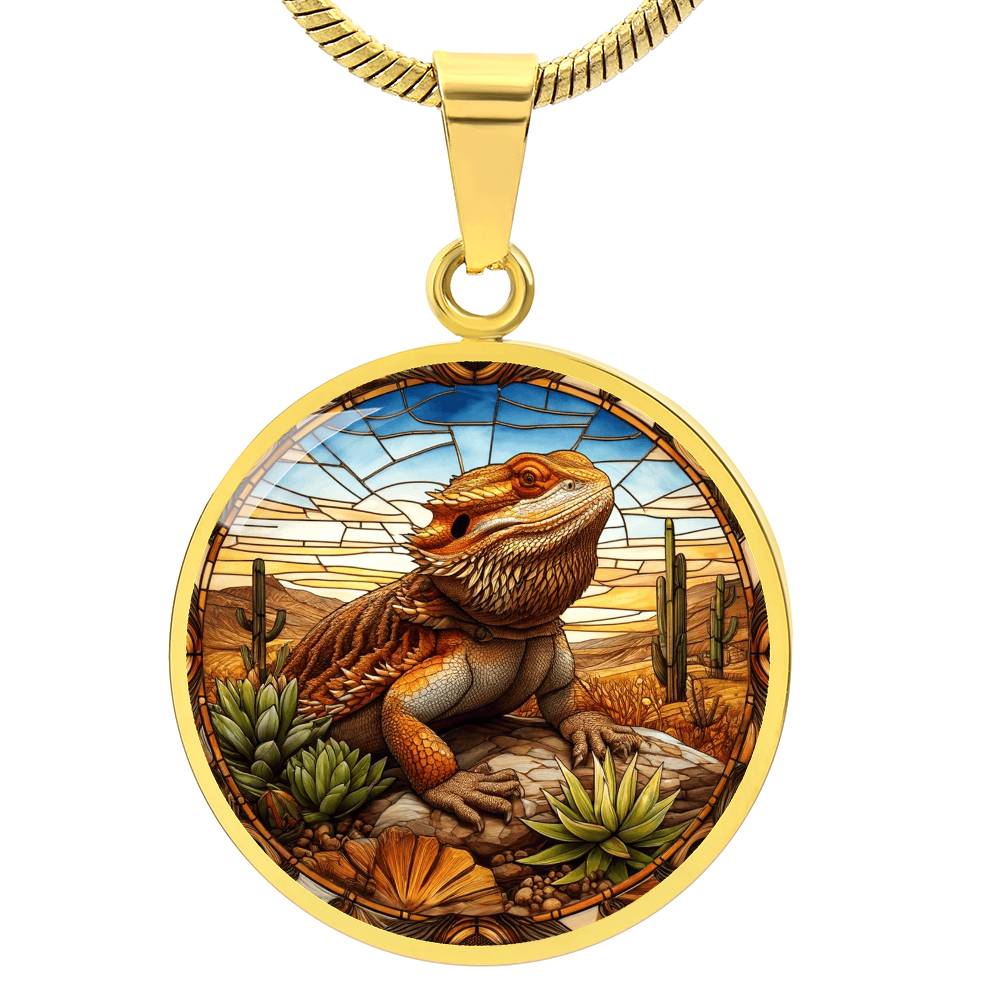 The Bearded Dragon Circle Pendant Necklace