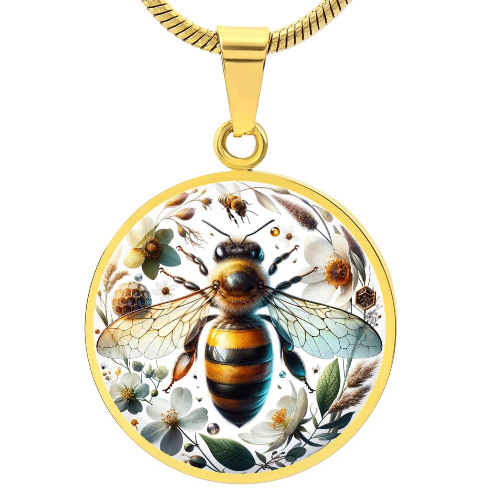 The Honeybee Circle Pendant Necklace