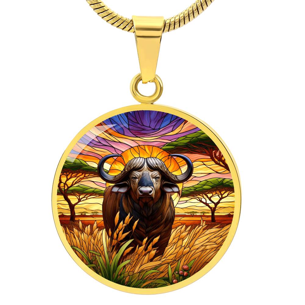 The African Buffalo Circle Pendant Necklace