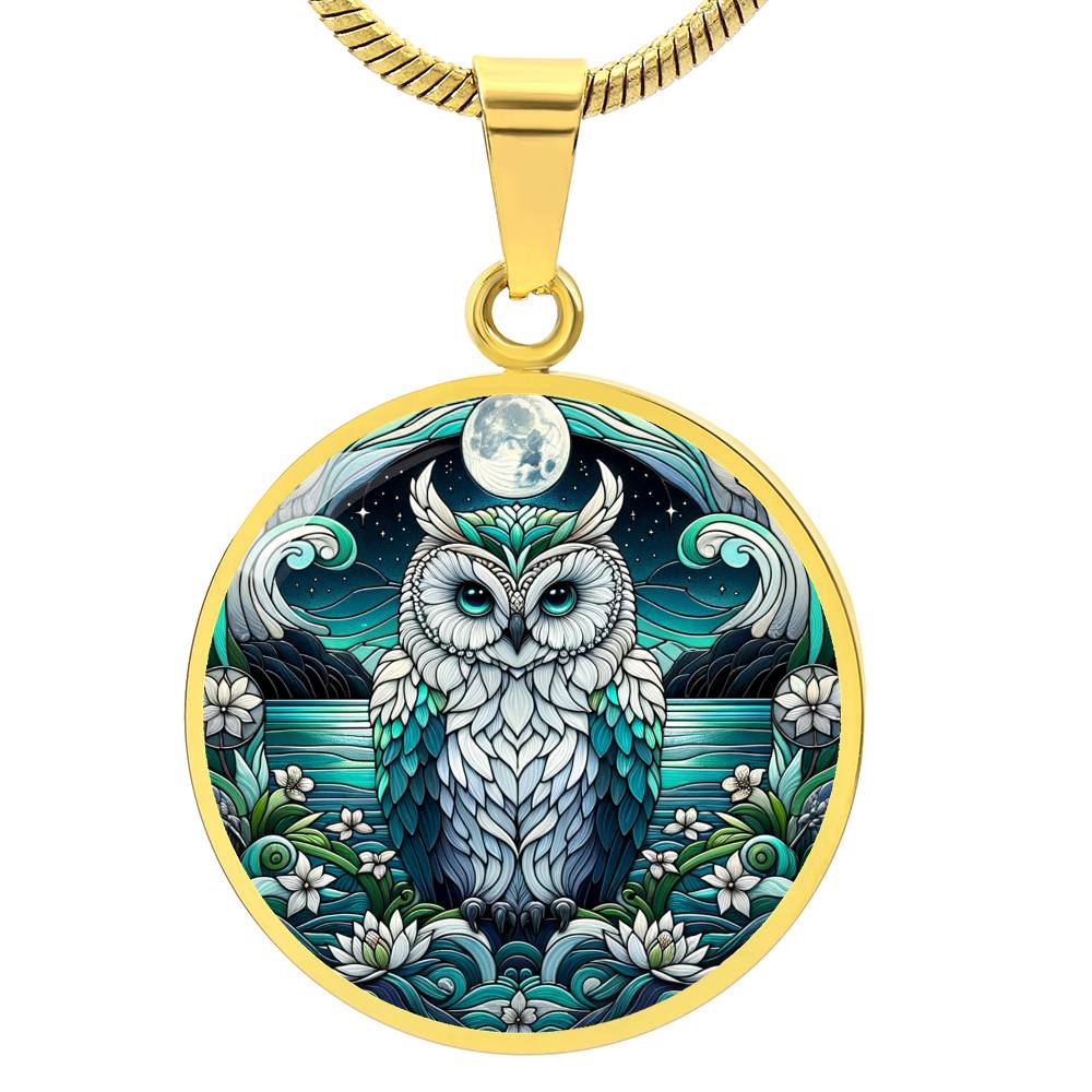 The Lake Owl Circle Pendant Necklace