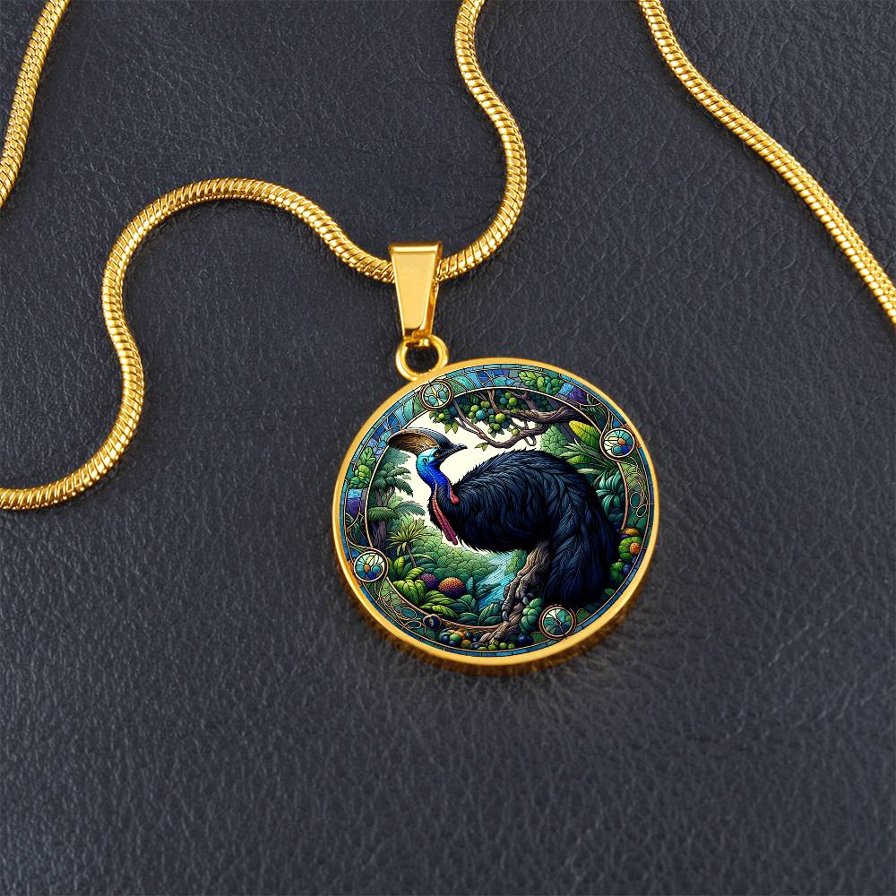 The Cassowary Bird Circle Pendant Necklace