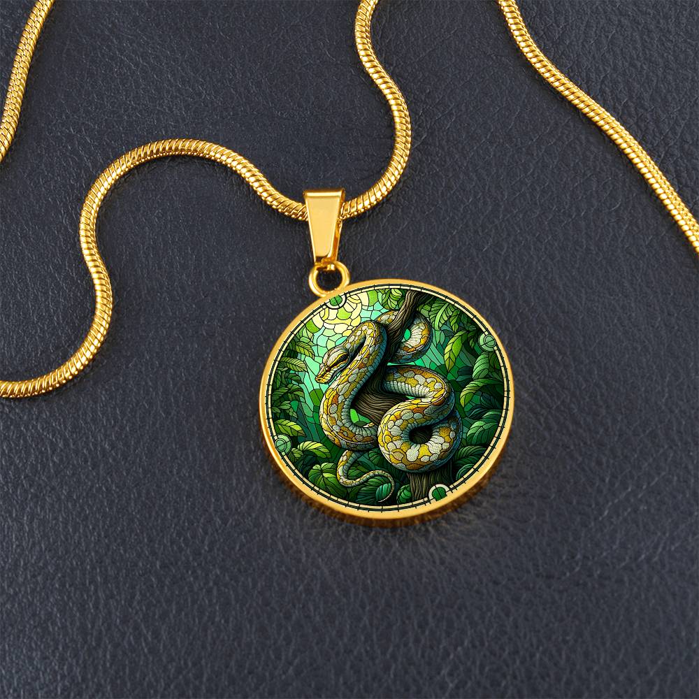 The Burmese Python Circle Pendant Necklace