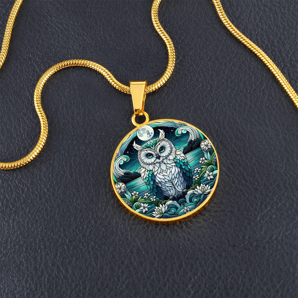 The Lake Owl Circle Pendant Necklace