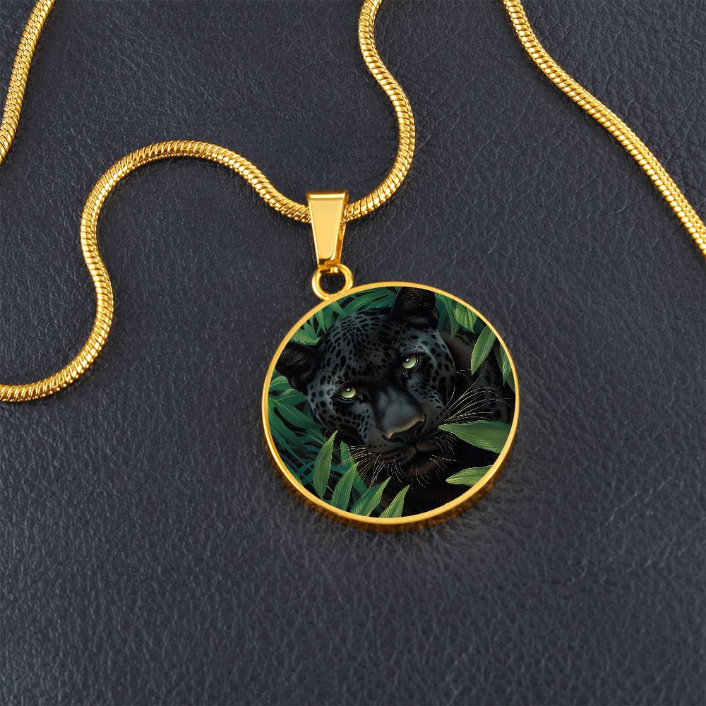 The Jungle Panther Circle Pendant Necklace