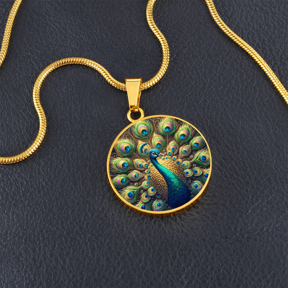 The Regal Peacock Circle Pendant Necklace