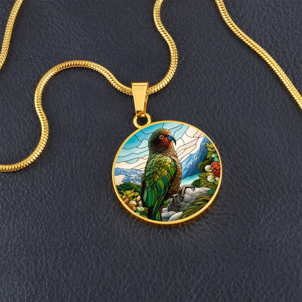 The Kea Parrot Circle Pendant Necklace