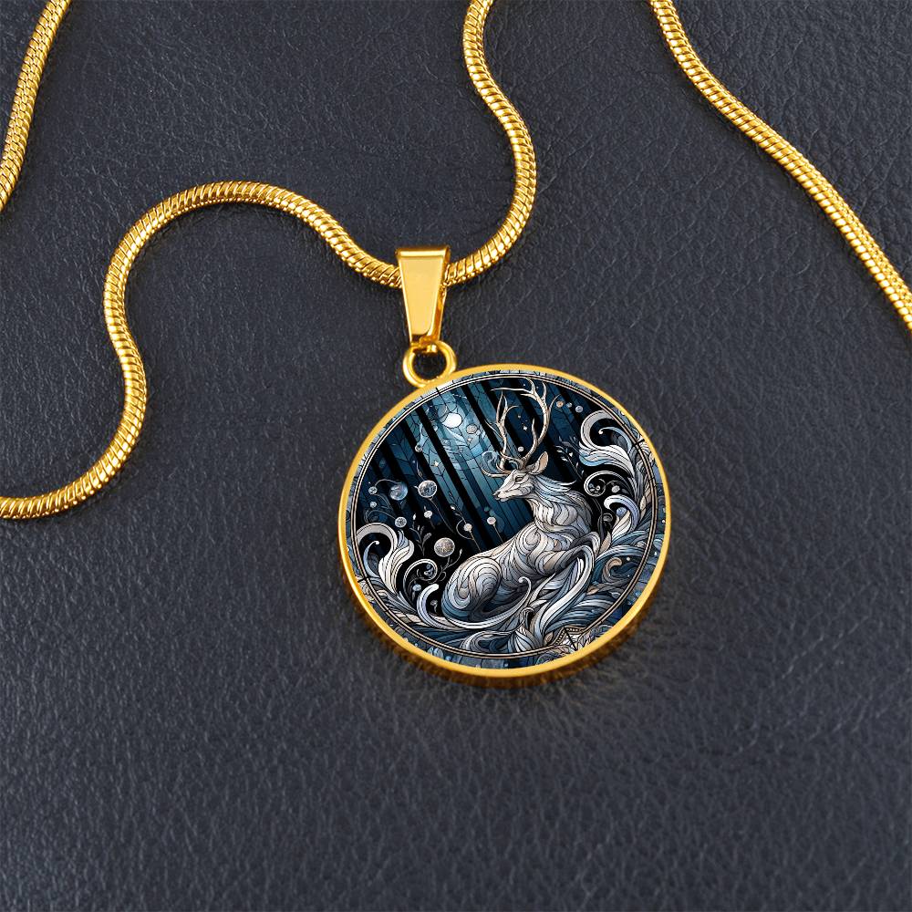 The Celestial Deer Circle Pendant Necklace