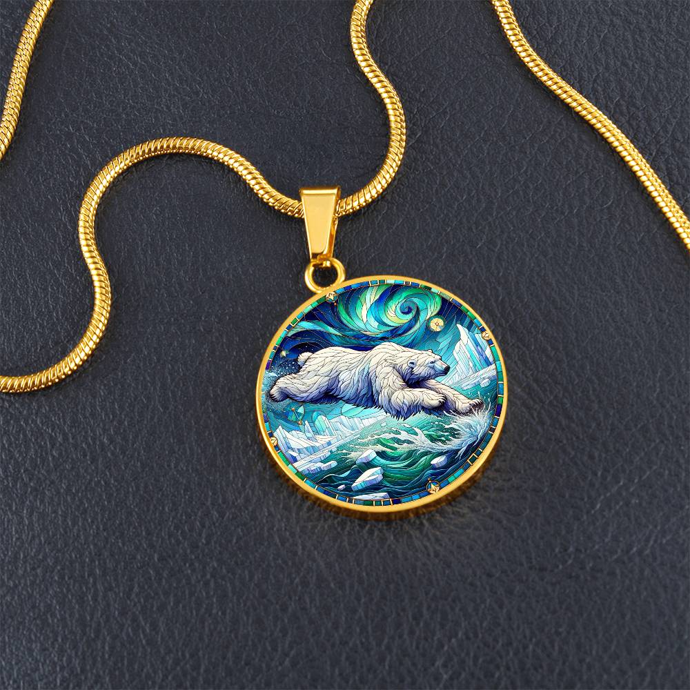 The Arctic Bear Circle Pendant Necklace