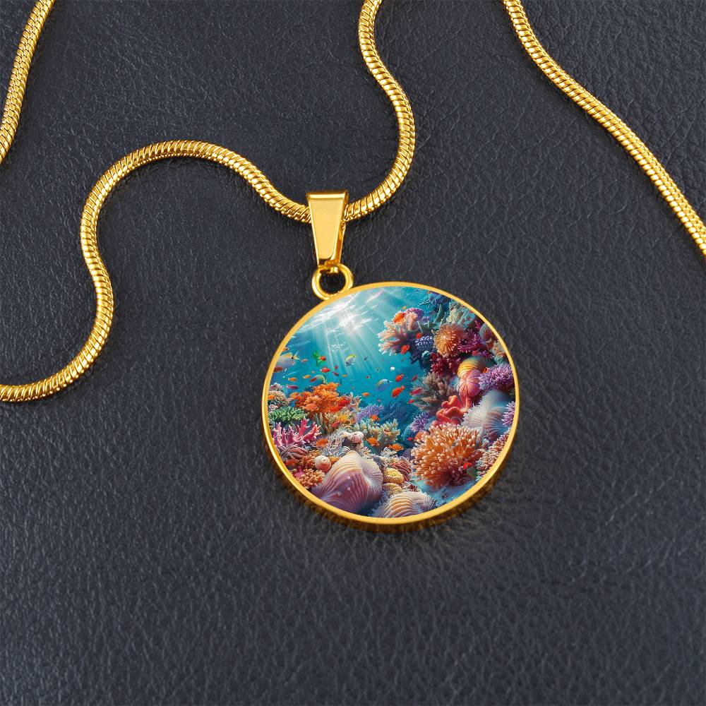 The Colorful Reef Circle Pendant Necklace