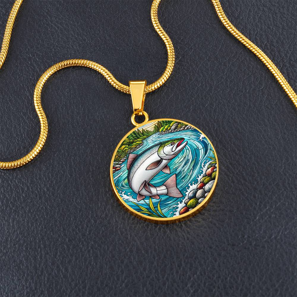 The Salmon Circle Pendant Necklace