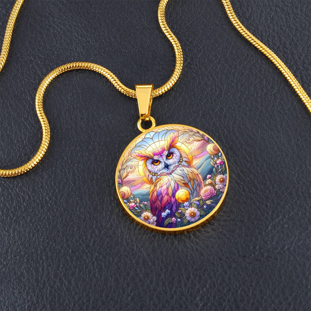 The Dawn Owl Circle Pendant Necklace