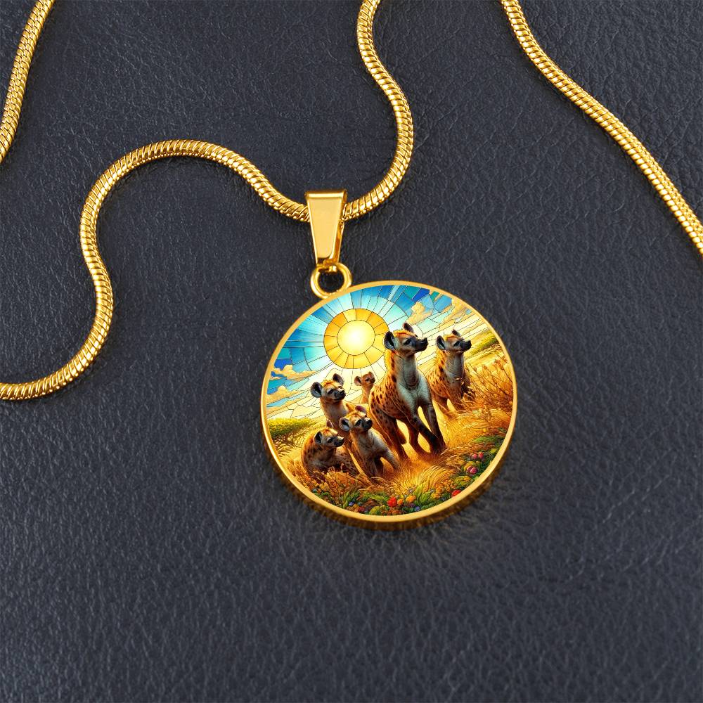 The Hyena Family Circle Pendant Necklace