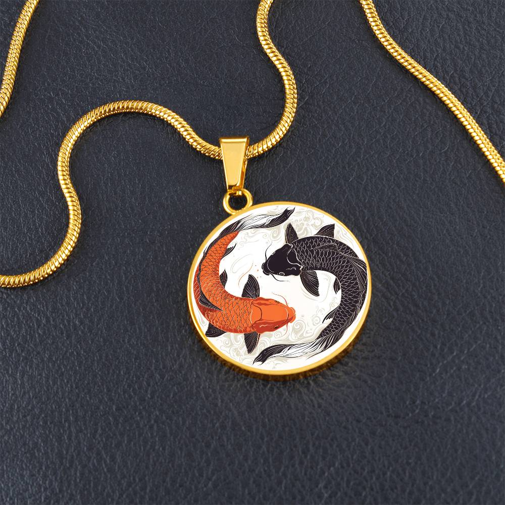 The Koi Pair Circle Pendant Necklace