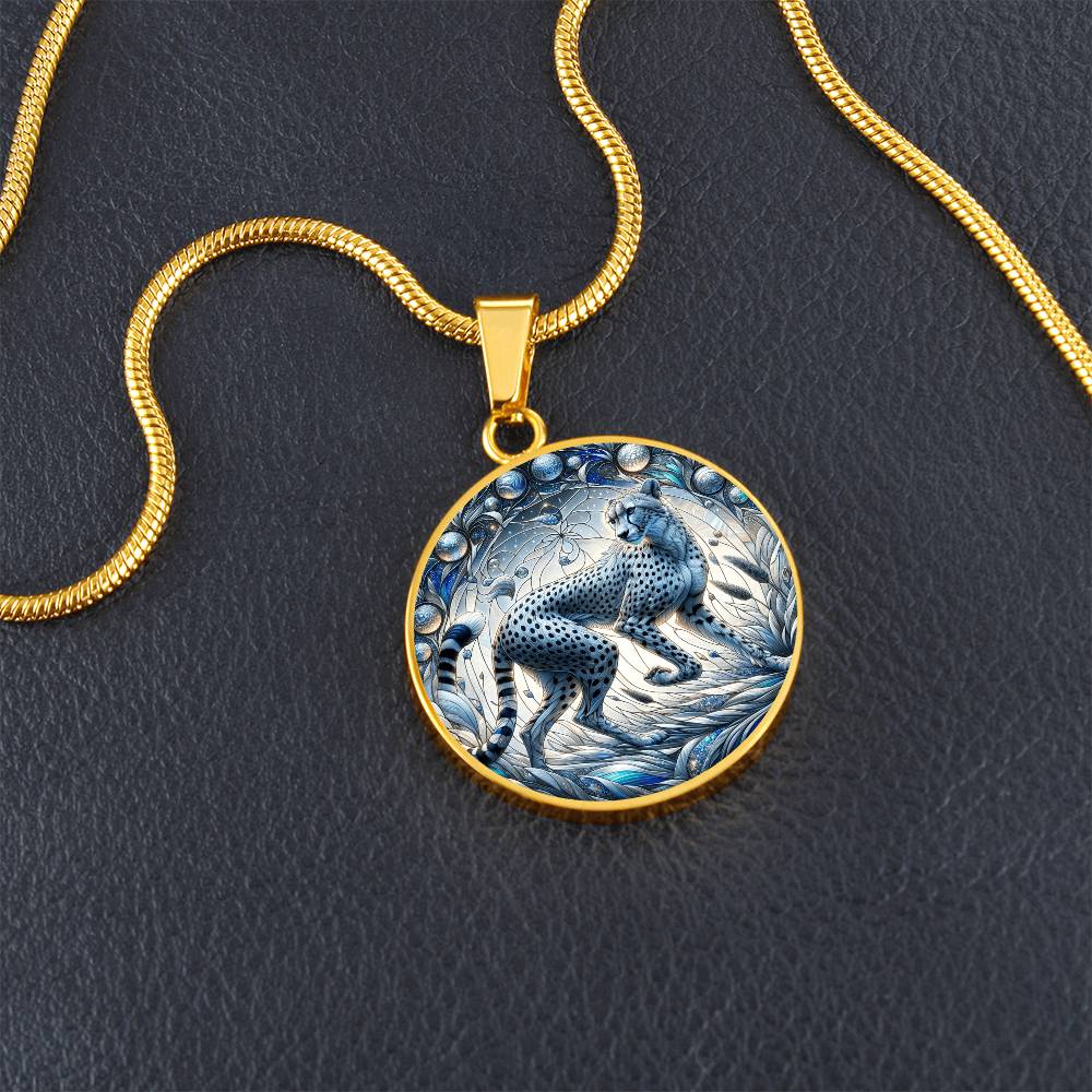 The Celestial Cheetah Circle Pendant Necklace