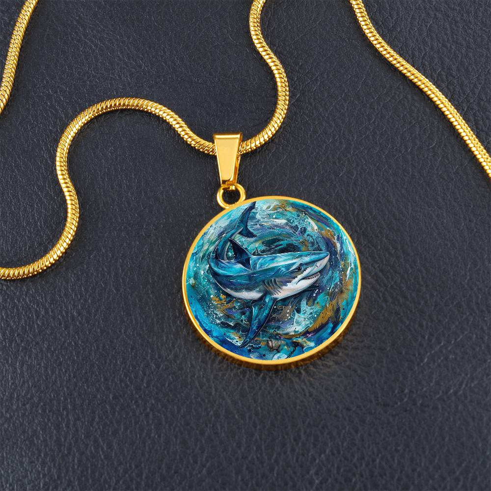 The Swirling Shark Circle Pendant Necklace