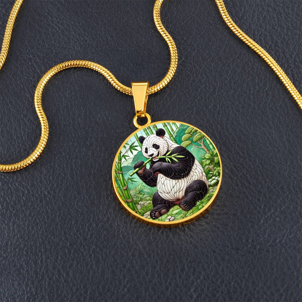 The Bamboo Panda Circle Pendant Necklace