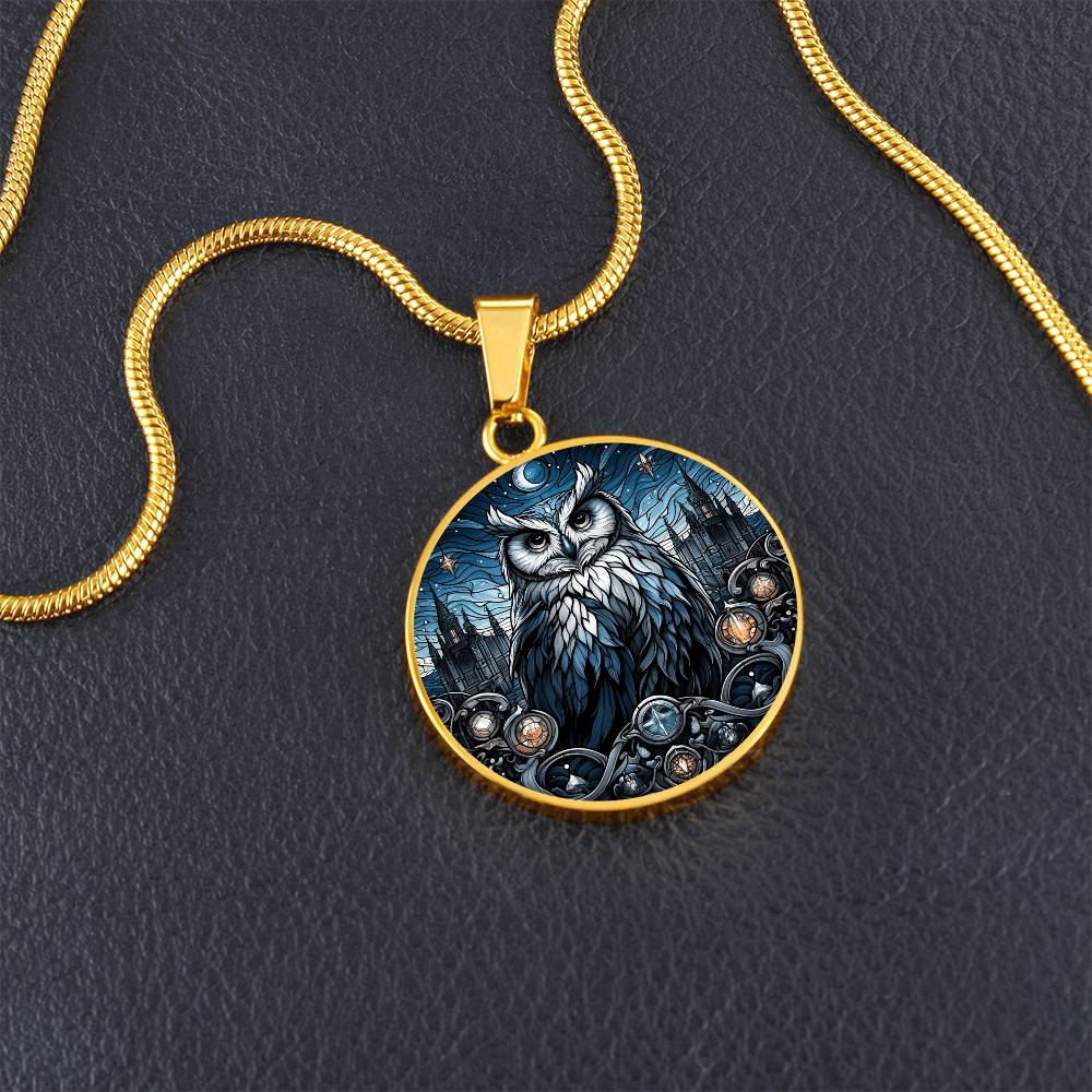 The Cathedral Owl Circle Pendant Necklace