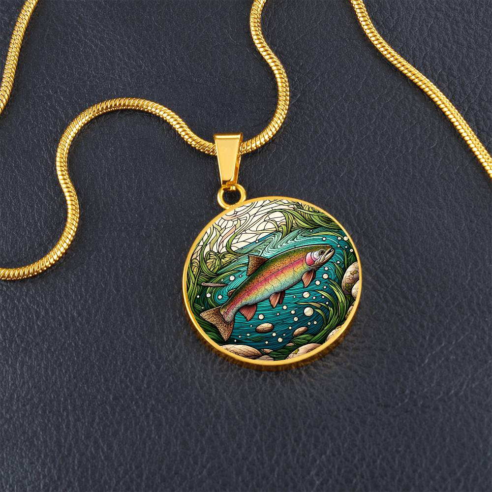 The Rainbow Trout Circle Pendant Necklace