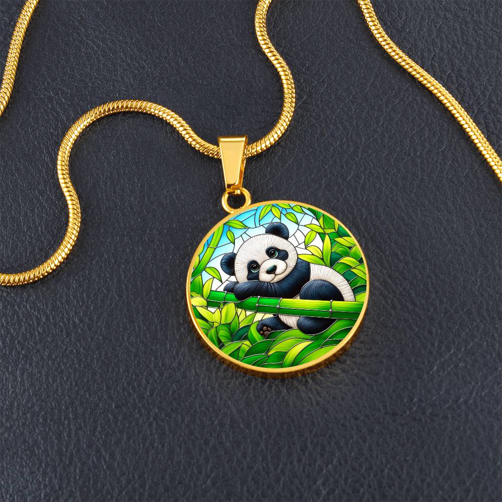 The Baby Panda Circle Pendant Necklace