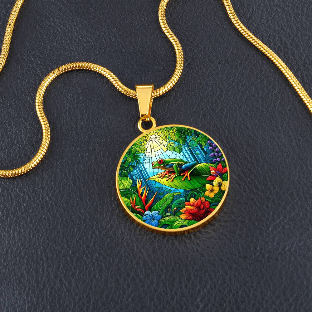 The Tropical Frog Circle Pendant Necklace