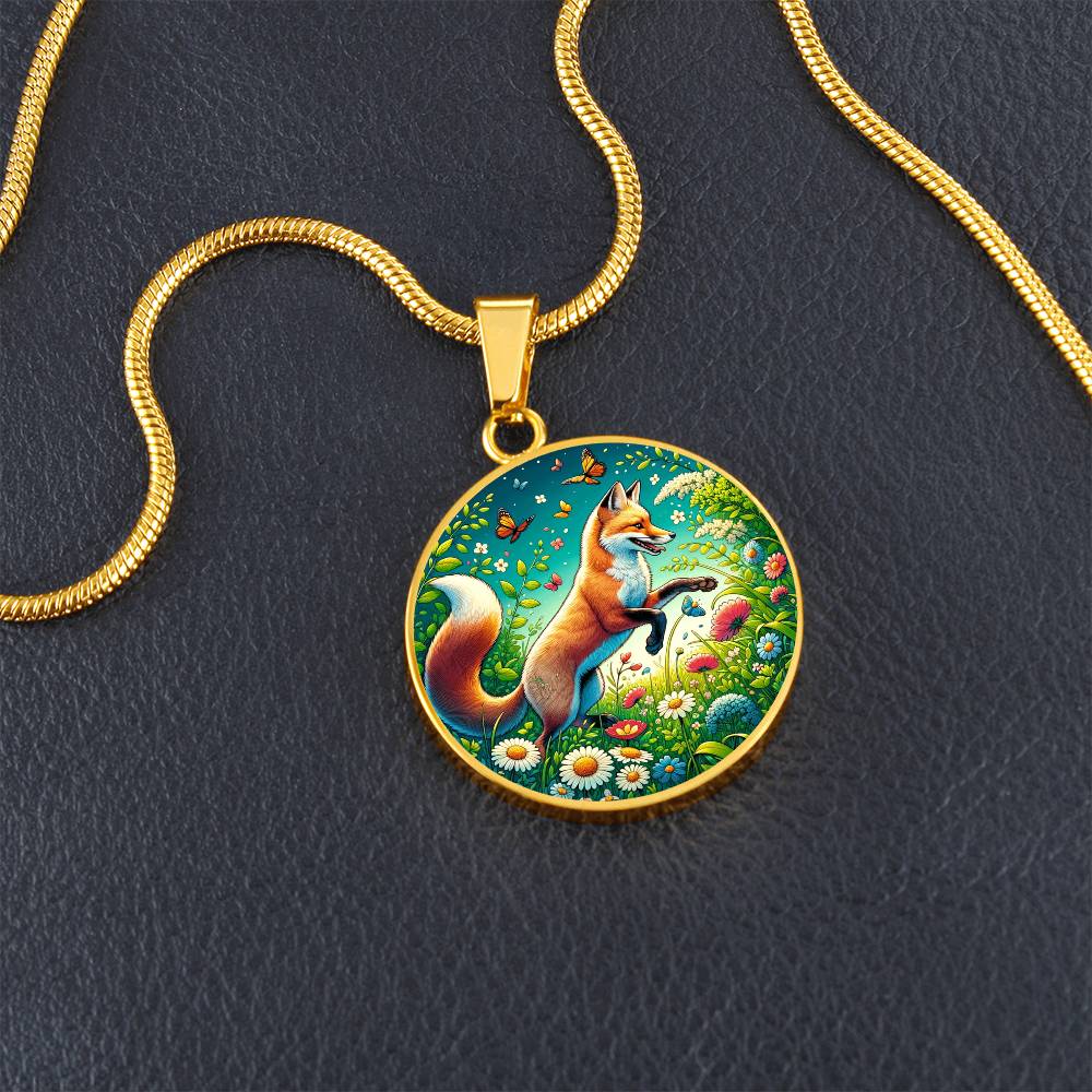 The Meadow Fox Circle Pendant Necklace