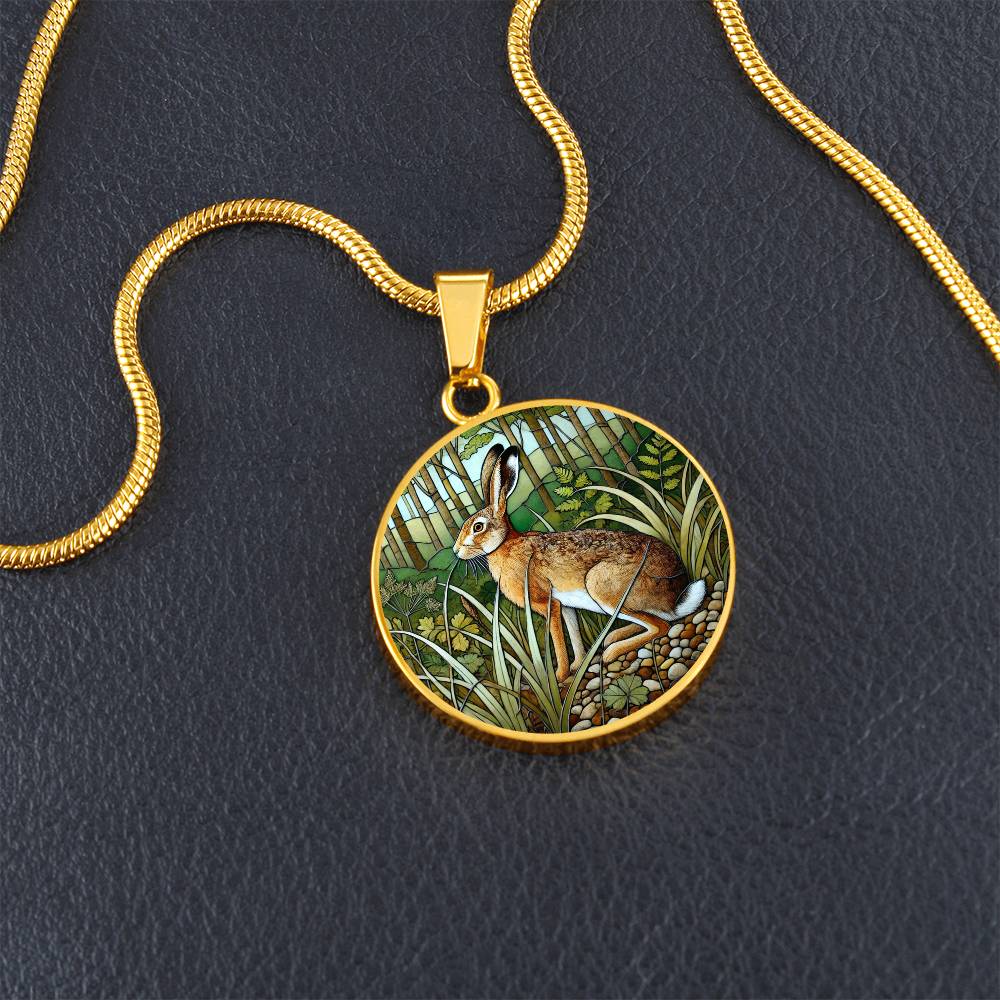 The Forest Hare Circle Pendant Necklace