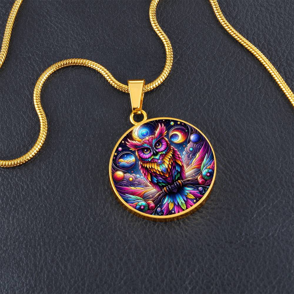 The Colors Owl Circle Pendant Necklace