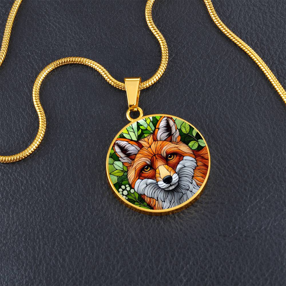 The Fox Face Circle Pendant Necklace