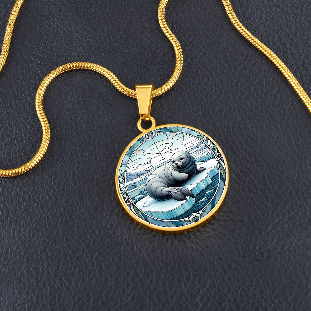 The Iceberg Seal Circle Pendant Necklace