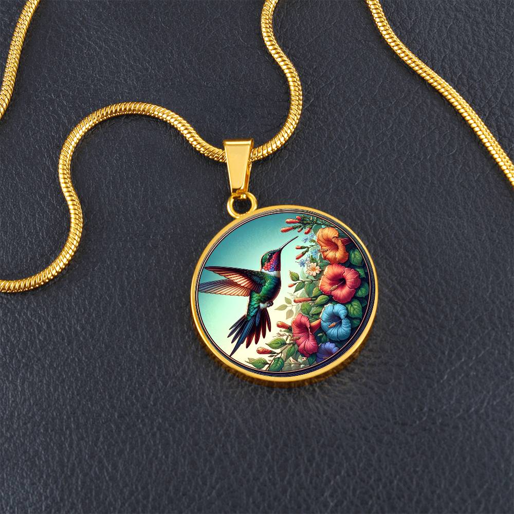 The Hummingbird Circle Pendant Necklace