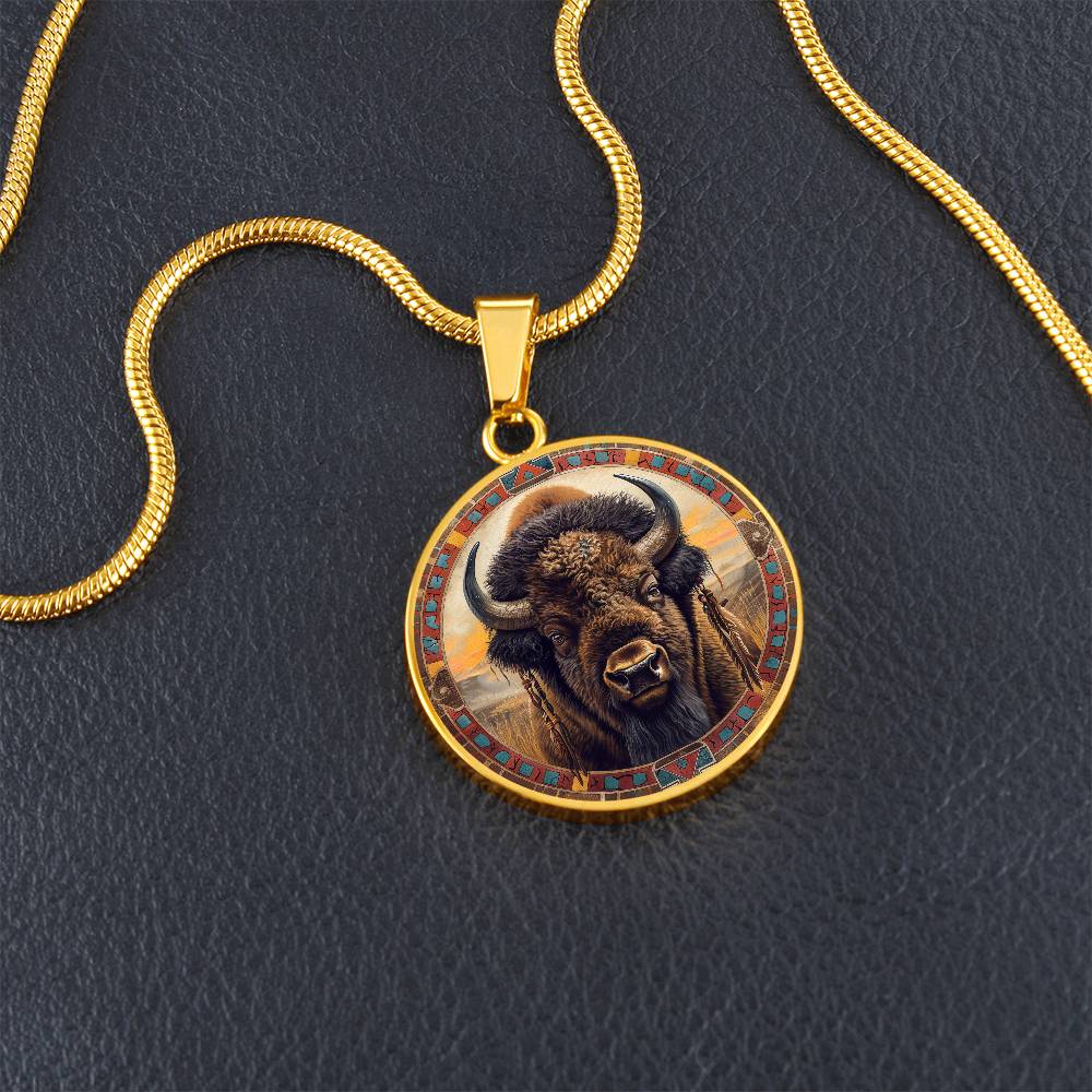 The Sacred Bison Circle Pendant Necklace