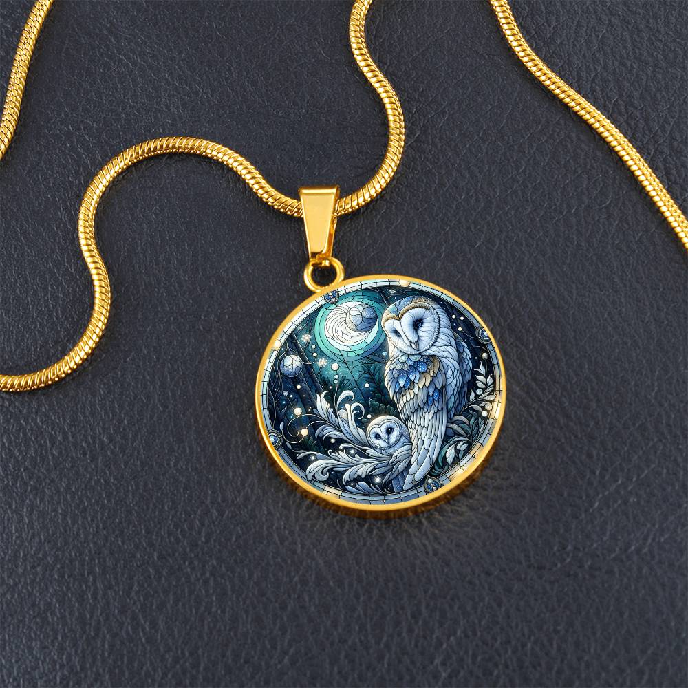 The Nocturnal Owl Circle Pendant Necklace