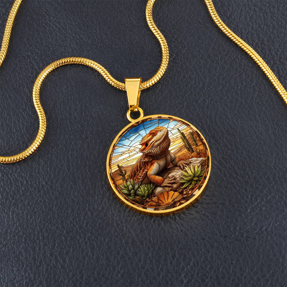 The Bearded Dragon Circle Pendant Necklace