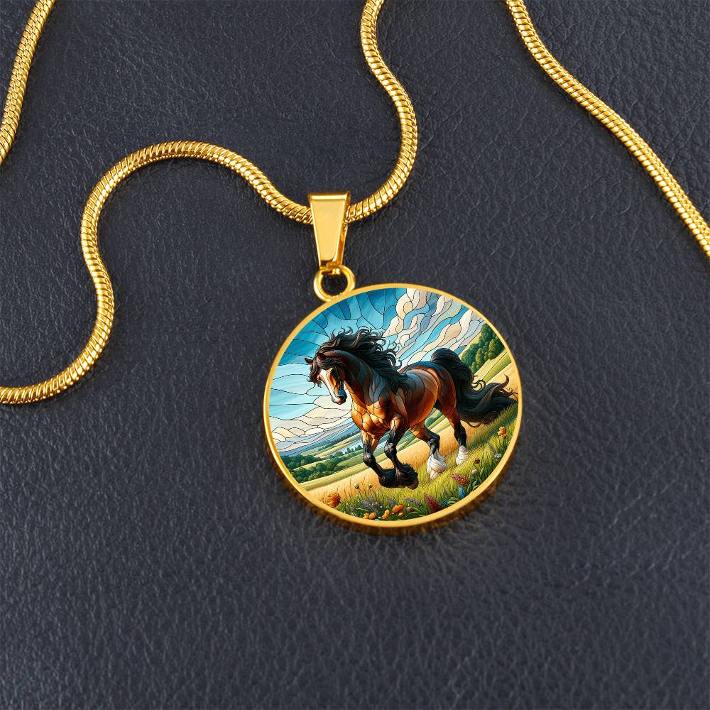 The Majestic Stallion Circle Pendant Necklace