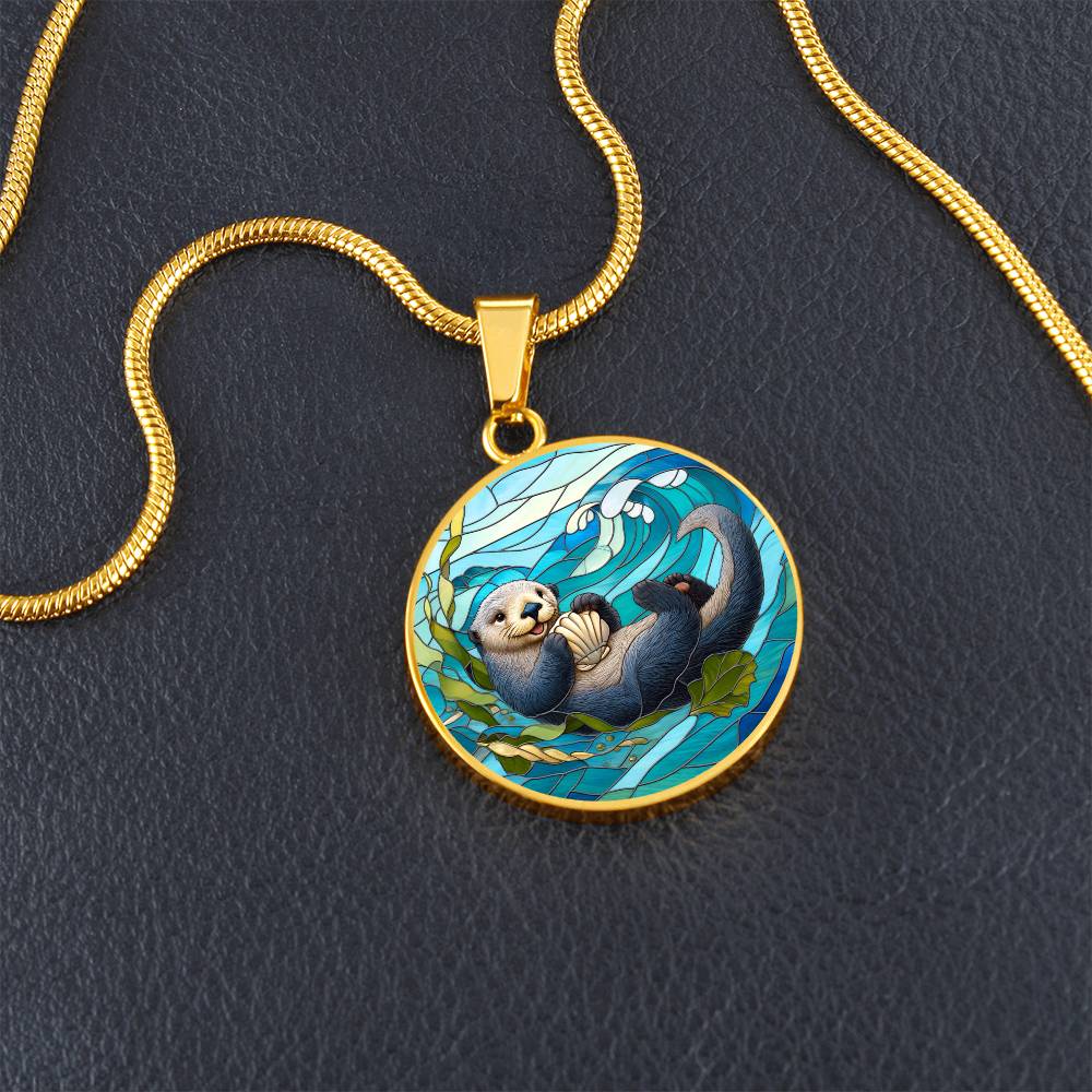 The Sea Otter Circle Pendant Necklace