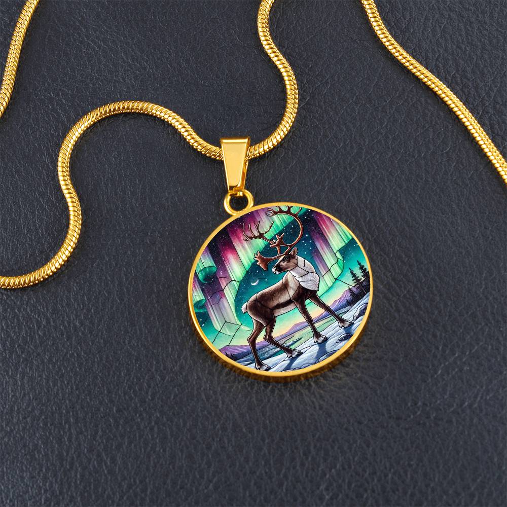 The Northern Lights Caribou Circle Pendant Necklace