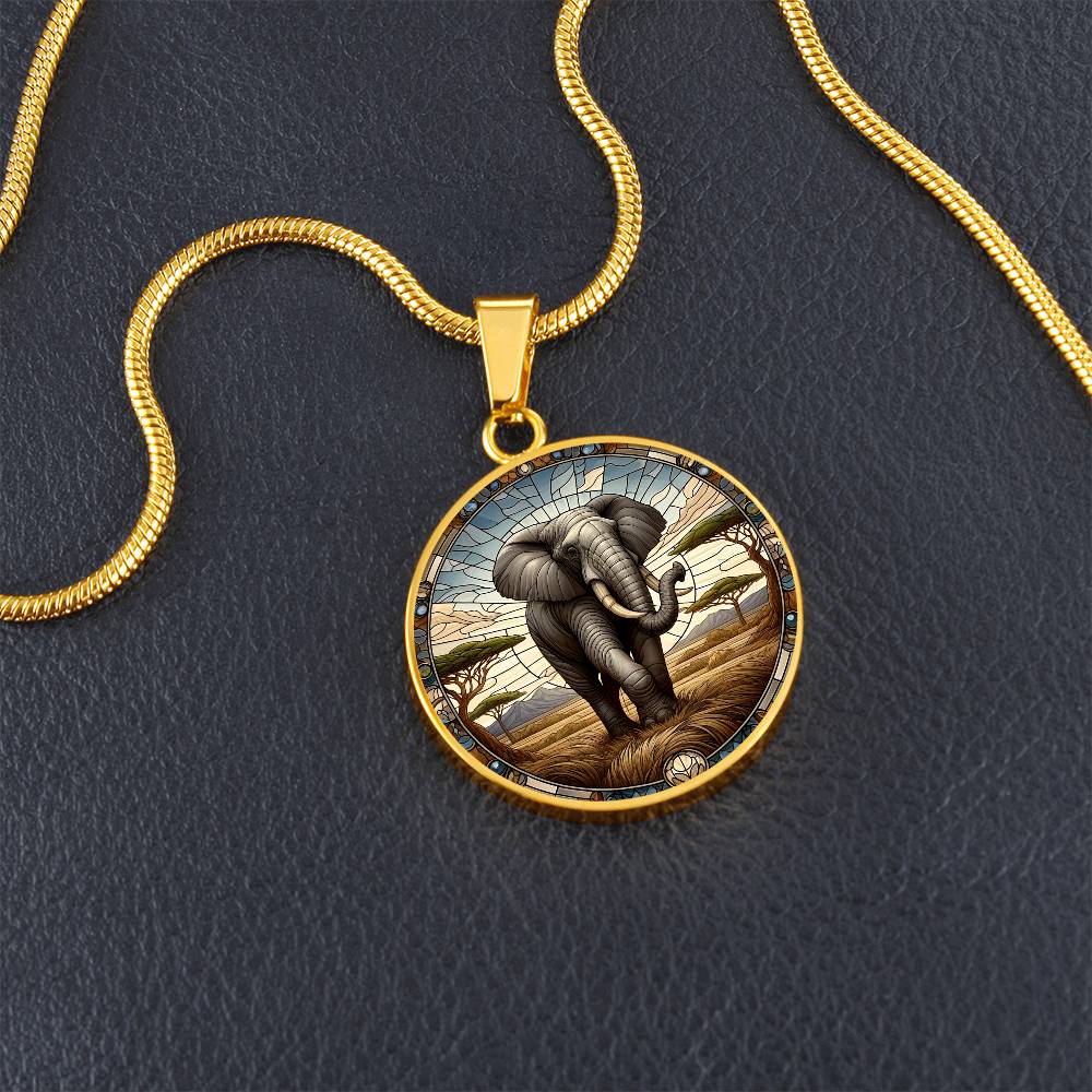 The Majestic Elephant Circle Pendant Necklace