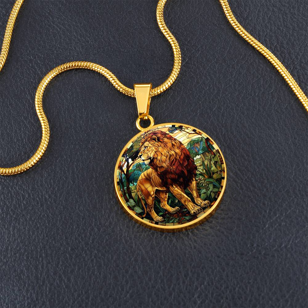 The Lion Guardian Circle Pendant Necklace