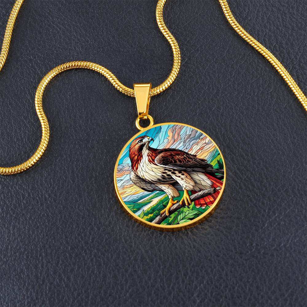 The Red-tailed Hawk Circle Pendant Necklace