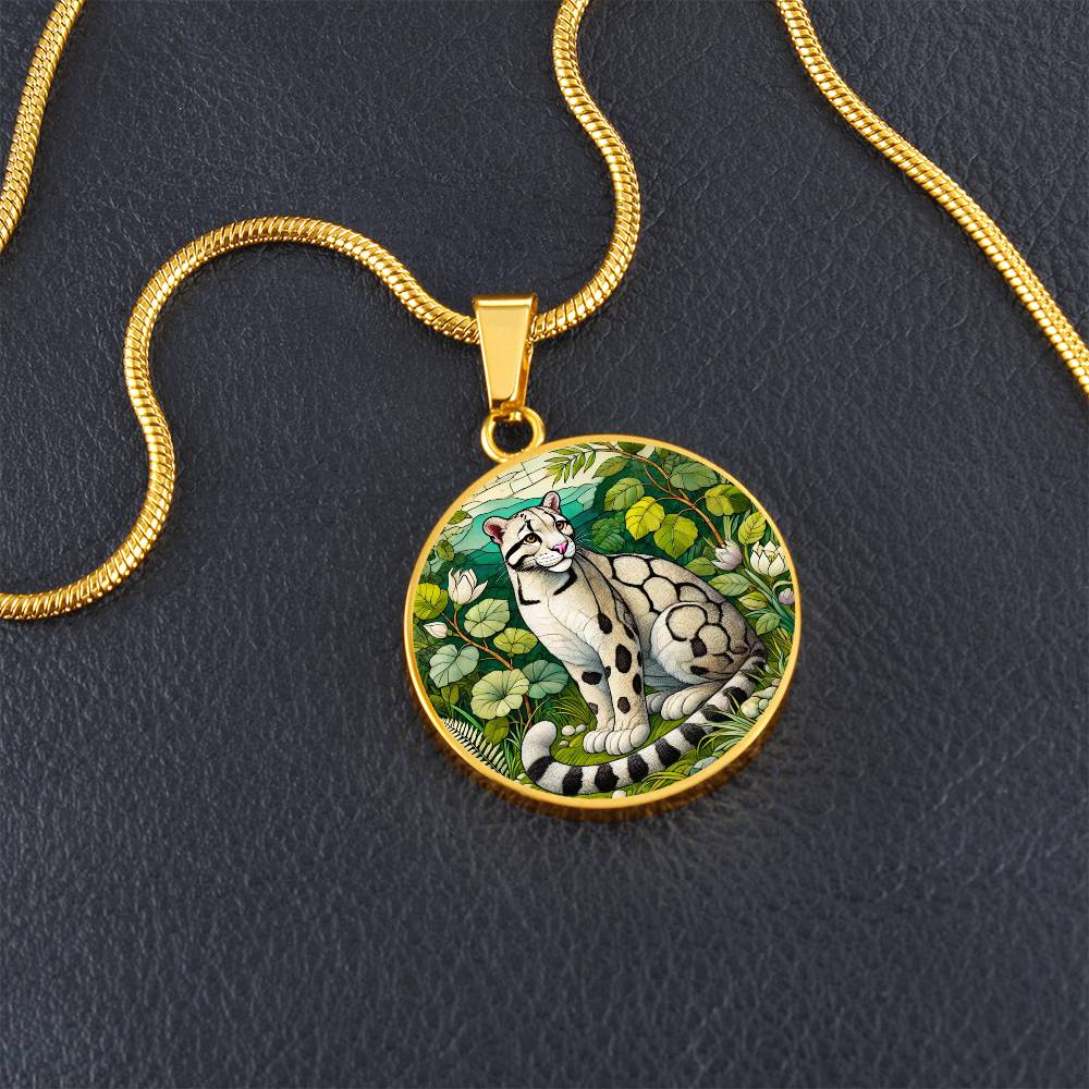 The Clouded Leopard Circle Pendant Necklace