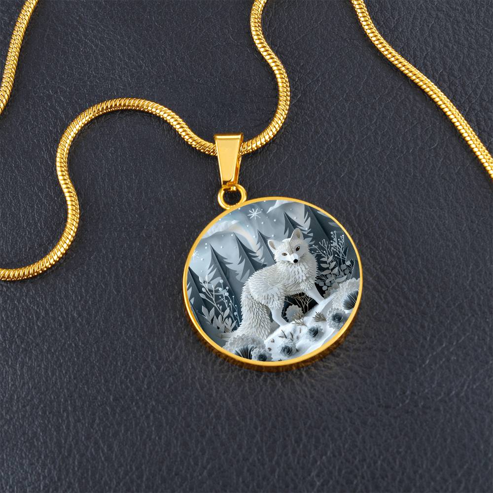 The Winter Fox Circle Pendant Necklace